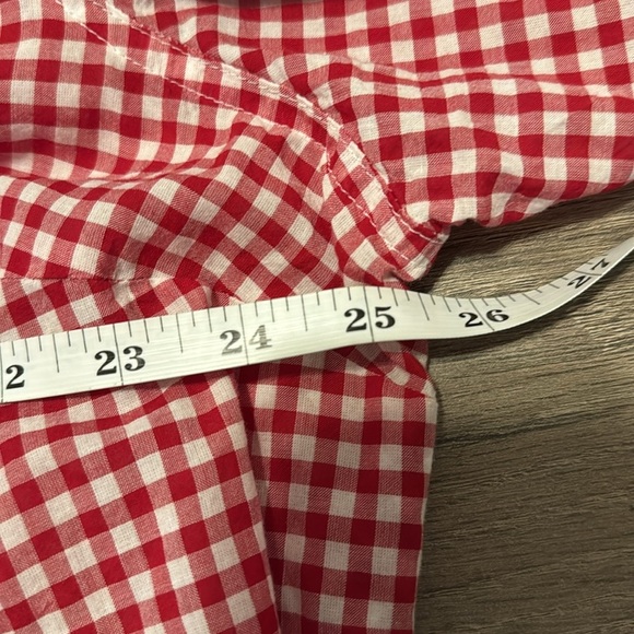 Catherines blouse top 1X plus size Red‎ White 3/4 Sleeve Button Down Shirt 16 18 - Picture 12 of 13